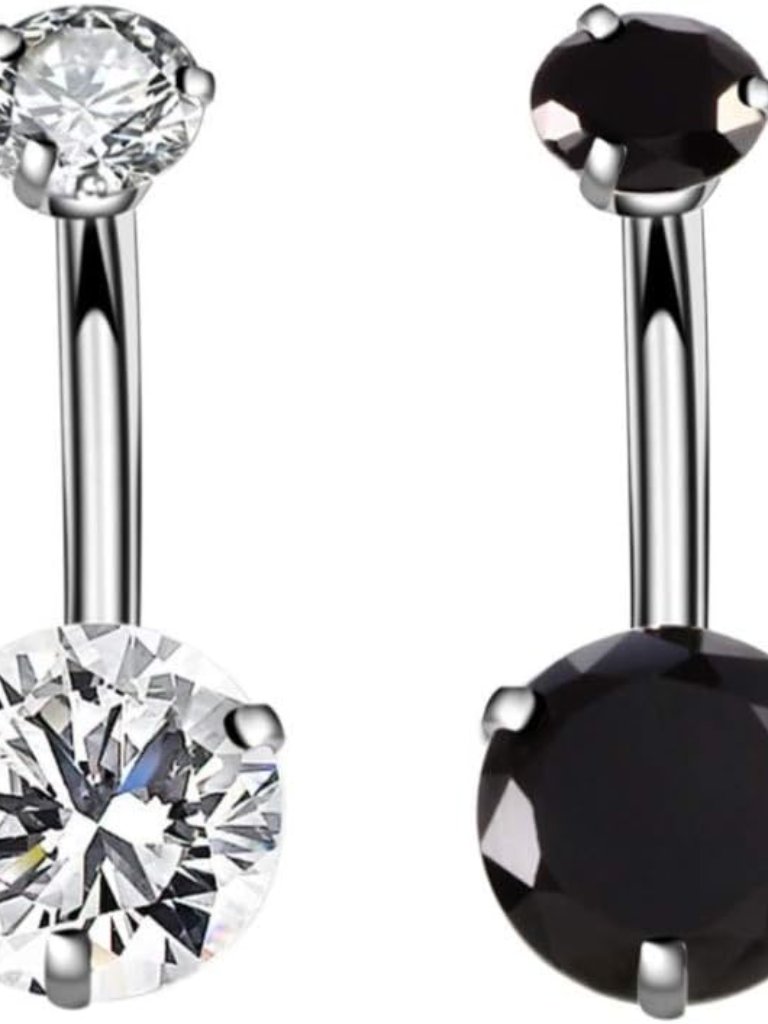 14g Surgical Steel Belly Button Rings Internally Threaded Round Cz Navel Barbel